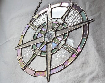 Stained Glass Compass Suncatcher