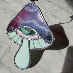 Stained Glass Mushroom Suncatcher Home Decor Wall Art Window Hanging