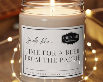 Smells Like Time For A Beer From The Packie Scented Candle -  Unique Local New Hampshire Gift for Beer Lovers  - Soy Candle, 9oz