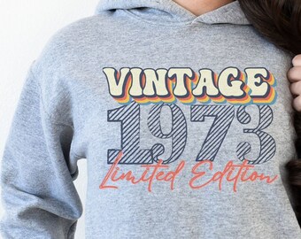 1973 Sweatshirt, 50th Birthday Gift Sweat, Vintage 1973 Sweat, Birthday Crew Sweat, 50Th Birthday Gift For Women, 50Th Birthday Gift For Men