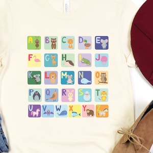 Alphabet Animals T Shirt, ABC Shirt, Animals Alphabet T-Shirt, Kingergarten Teacher Shirt, Alphabet Shirt for Teachers, Preschool Teacher