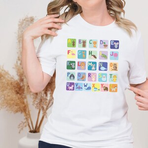 Alphabet Animals T Shirt, ABC Shirt, Animals Alphabet T-Shirt, Kingergarten Teacher Shirt, Alphabet Shirt for Teachers, Preschool Teacher