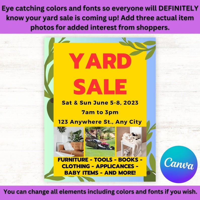Editable and Printable Yard Sale Flyer and Social Media Template Bundle ...