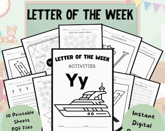 Letter of the Week Worksheets Printable, Preschool Curriculum, Alphabet Busy Book, Learning Binder, Kindergarten, Toddler Tracing Activities