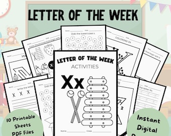 Letter of the Week Worksheets Printable, Preschool Curriculum, Alphabet Busy Book, Learning Binder, Kindergarten, Toddler Tracing Activities