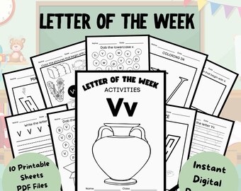 Letter of the Week Worksheets Printable, Preschool Curriculum, Alphabet Busy Book, Learning Binder, Kindergarten, Toddler Tracing Activities