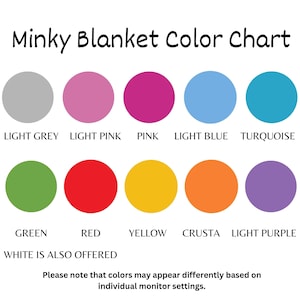 Minky Blanket Printify Color Chart