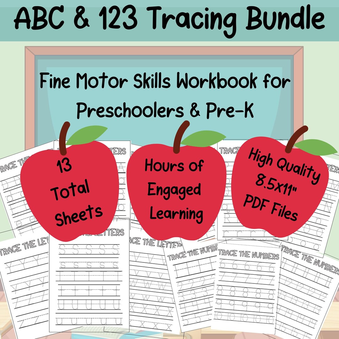 ABC & 123 Tracing Printable Bundle Develop Hand Strength, Practice