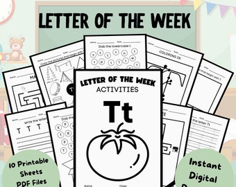 Letter of the Week Worksheets Printable, Preschool Curriculum, Alphabet Busy Book, Learning Binder, Kindergarten, Toddler Tracing Activities