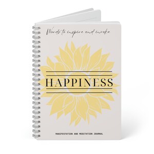 Happiness Spiral Notebook, Self Care Journal, Gift for BFF, Gift For Self Care, Meditation, & Mental Health, Manifestation Journal, Birthday