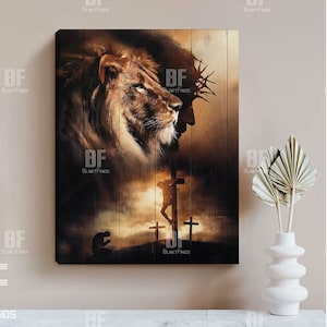 Lion of Judah, Jesus and Lion art painting, 3 Crosses under God Art, God Canvas, Jesus Canvas - Christian Wall Art 19