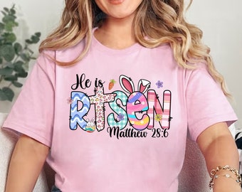 He is Risen PNG Risen  Matthew 28:6 PNG retro easter doodle png, Easter Christian Png,Easter bible verse png retro easter png