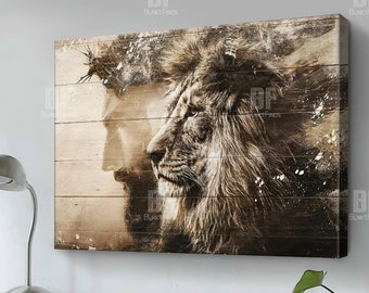 Jesus and Lion face art, Lion of Judah Canvas, Jesus and Lion painting art Canvas, God Canvas, Jesus Canvas - Christian Wall Art 29