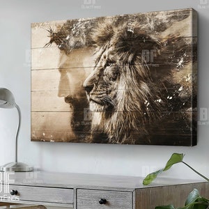Jesus and Lion face art, Lion of Judah Canvas, Jesus and Lion painting art Canvas, God Canvas, Jesus Canvas - Christian Wall Art 29