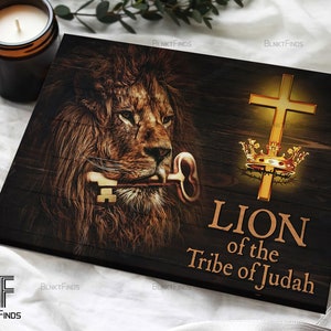 Lion painting, Golden key, Lion of the Tribe of Judah Canvas,  God Canvas, Jesus Canvas - Christian Wall Art 254