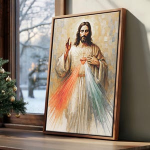Jesus Divine Mercy of Jesus Canvas, Catholic Religious Poster, Sacred Heart Christian,  Modern Christian Watercolor  Art, Faith-Based 0513c