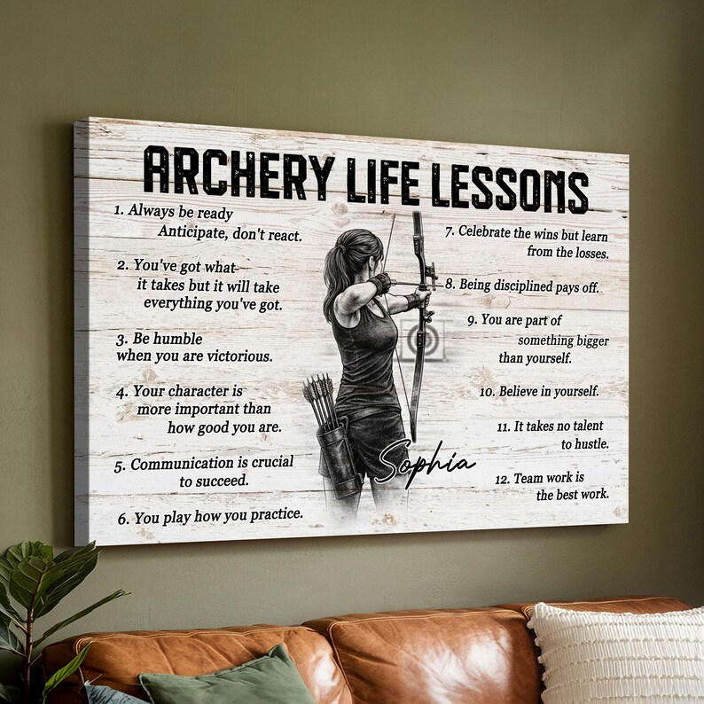 Archery Life Lessons Canvas, Song List Poster, Sports, Gift for Her ...