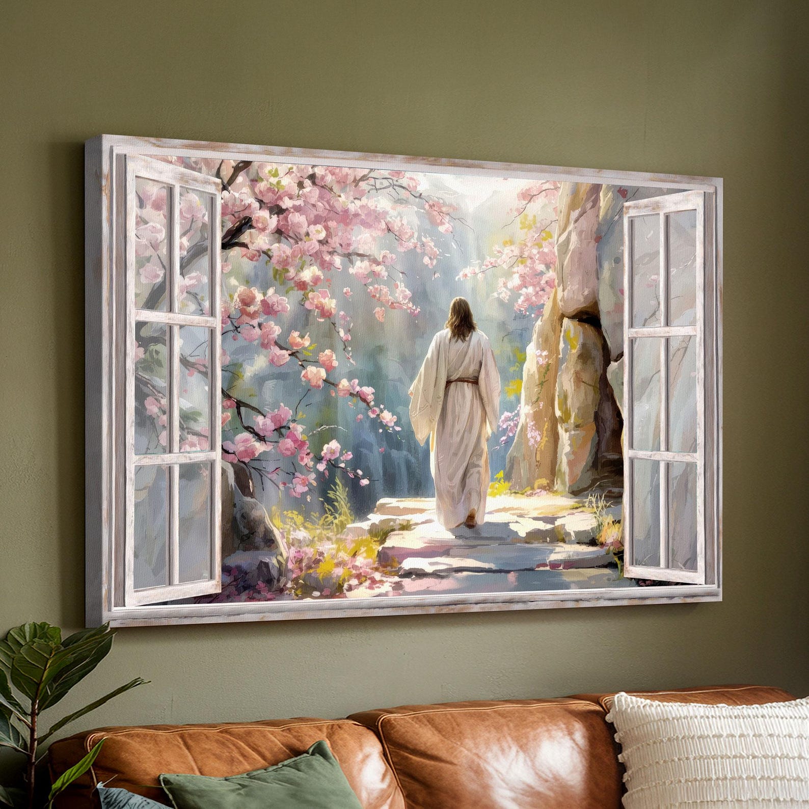 Christian Resurrection Canvas Print, Jesus Walking Into the Tomb Art ...