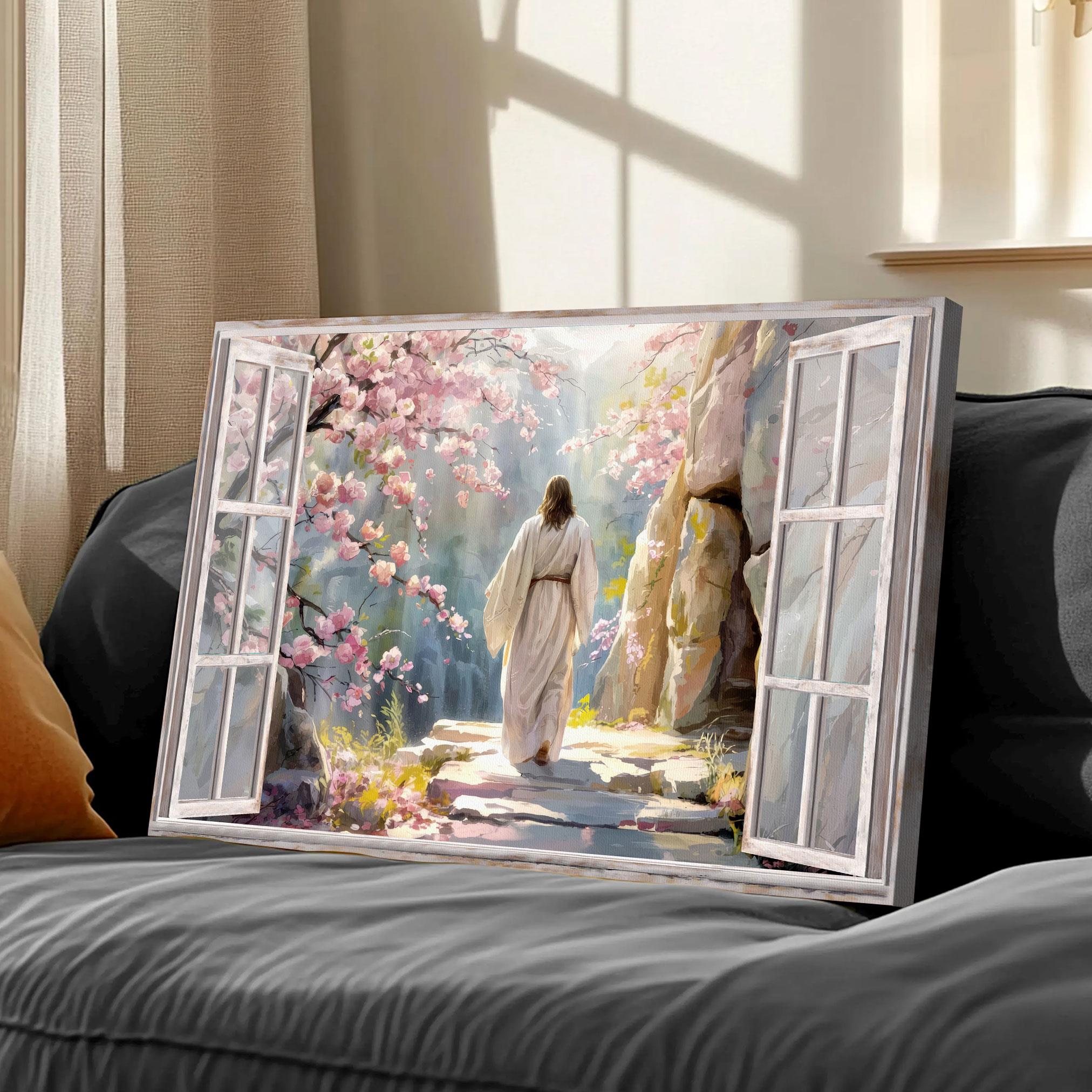 Christian Resurrection Canvas Print, Jesus Walking Into the Tomb Art ...