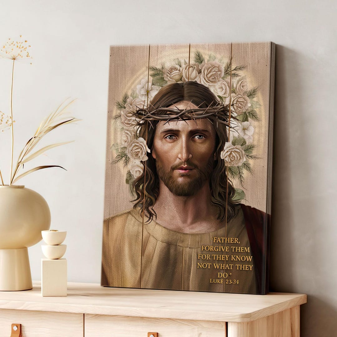 Jesus Christ Canvas Wall Art – Christian Home Decor – Bible Verse Luke ...