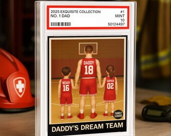 Basketball No.1 Dad Trading Card Style, Acrylic Block Plaque, Custom Father's Day Sports Gift Dad, Family League, Daddy's Dream Team 0392