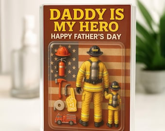 Custom Figure Firefighter Acrylic Block Plaque , Father’s Day Gift, Daddy Is My Hero, Fireman Dad Custom Keepsake, Gift For Hero Dad 0371
