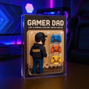 Personalized Gamer Dad Acrylic, Custom Action Figure Style Gift