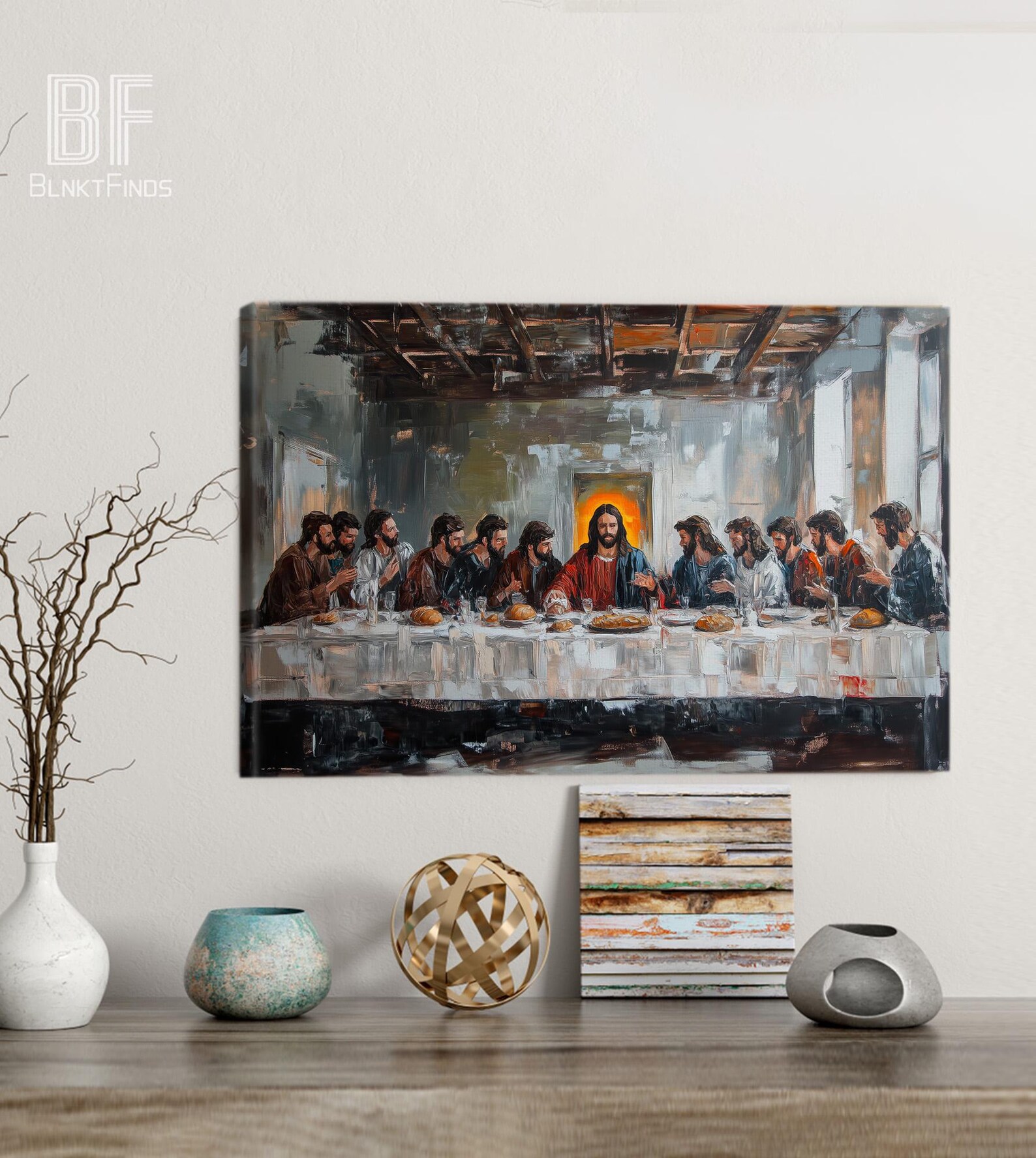 The Last Supper Canvas Wall Art, Jesus and Disciples Painting ...