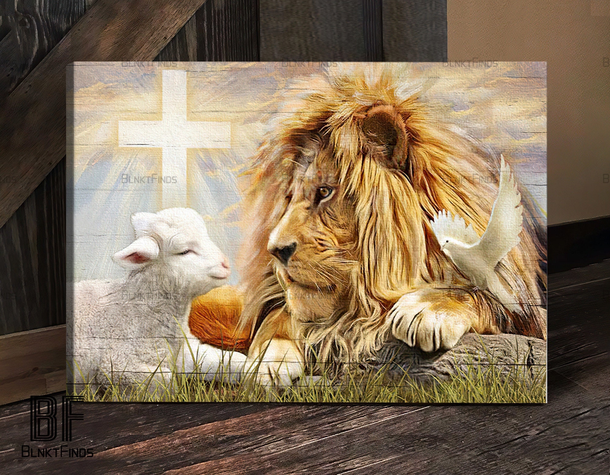 God and Lion Canvas Etsy