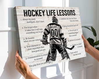 Hockey Life Lessons Canvas, Custom Hockey Poster Print, Motivational Hockey Gift for Boys, Men, Hockey Players, Father Day 2026 Gift