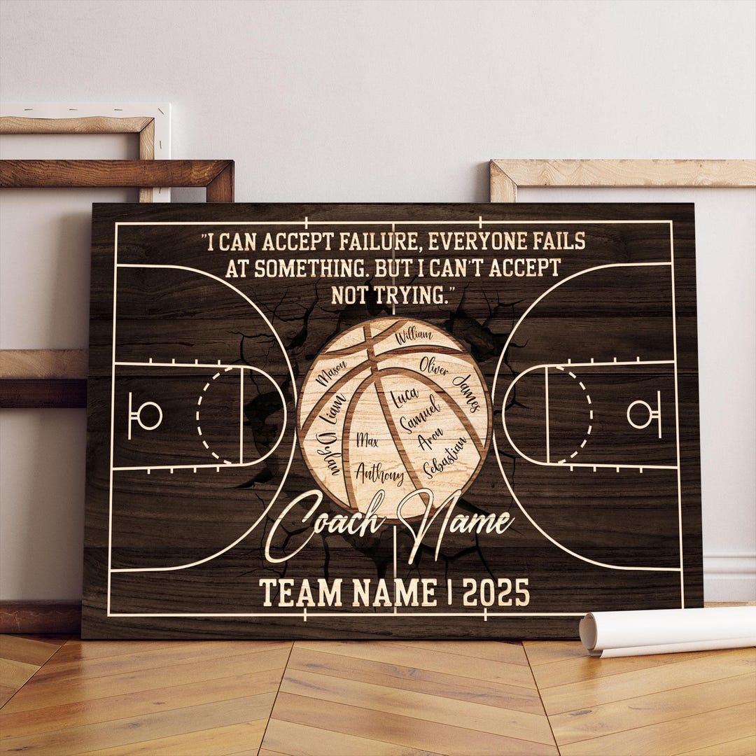 Custom Basketball Team Roster With Coach Name and Player Names ...