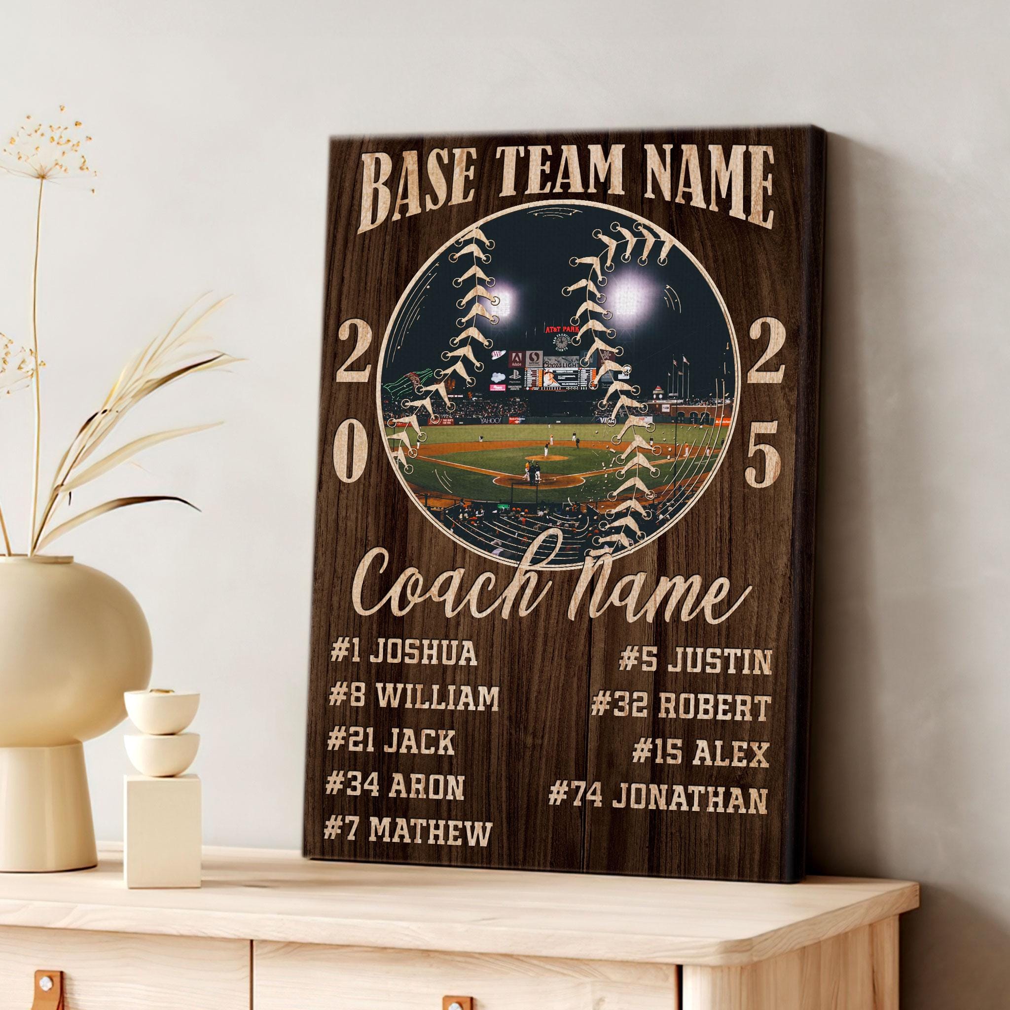 Personalized Baseball Round Wooden Sign - Double Home Run