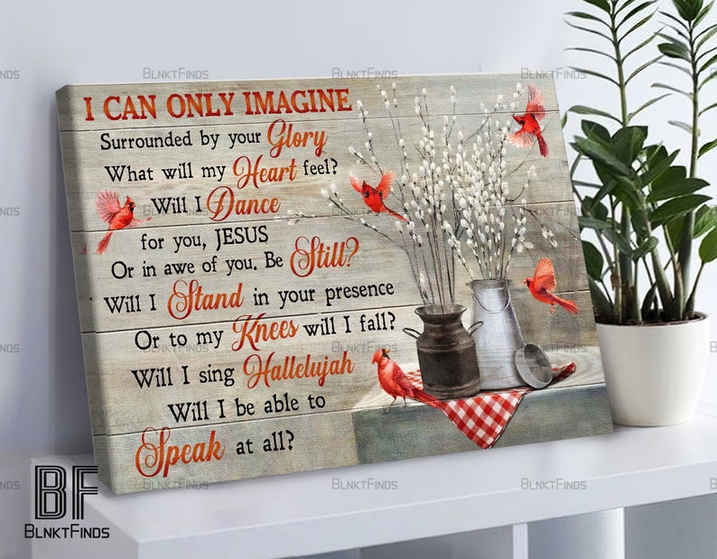 I Can Only Imagine Canvas Cardinal and Flower Painting Art Etsy