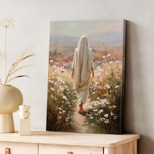 Catholic Wall Art Bundle Mother Mary Set Canvas, Virgin Mary Spiritual Gallery, Modern Christian Home Decor with Bible Verse Luke 1:46 0754