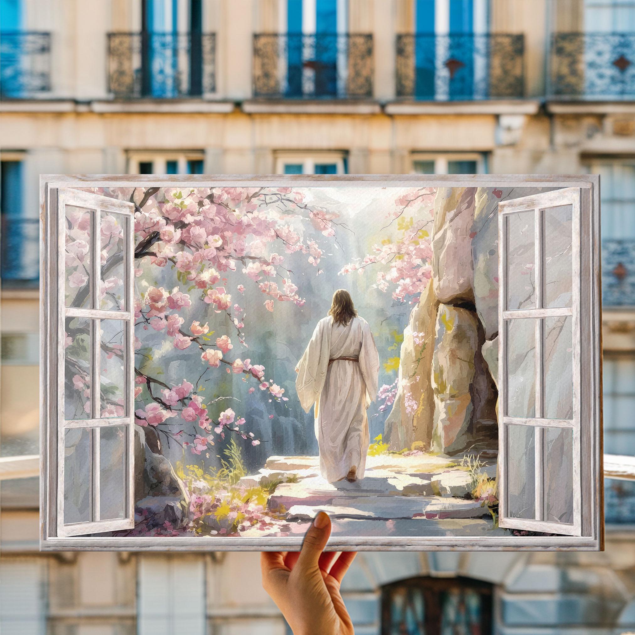 Christian Resurrection Canvas Print, Jesus Walking Into the Tomb Art ...