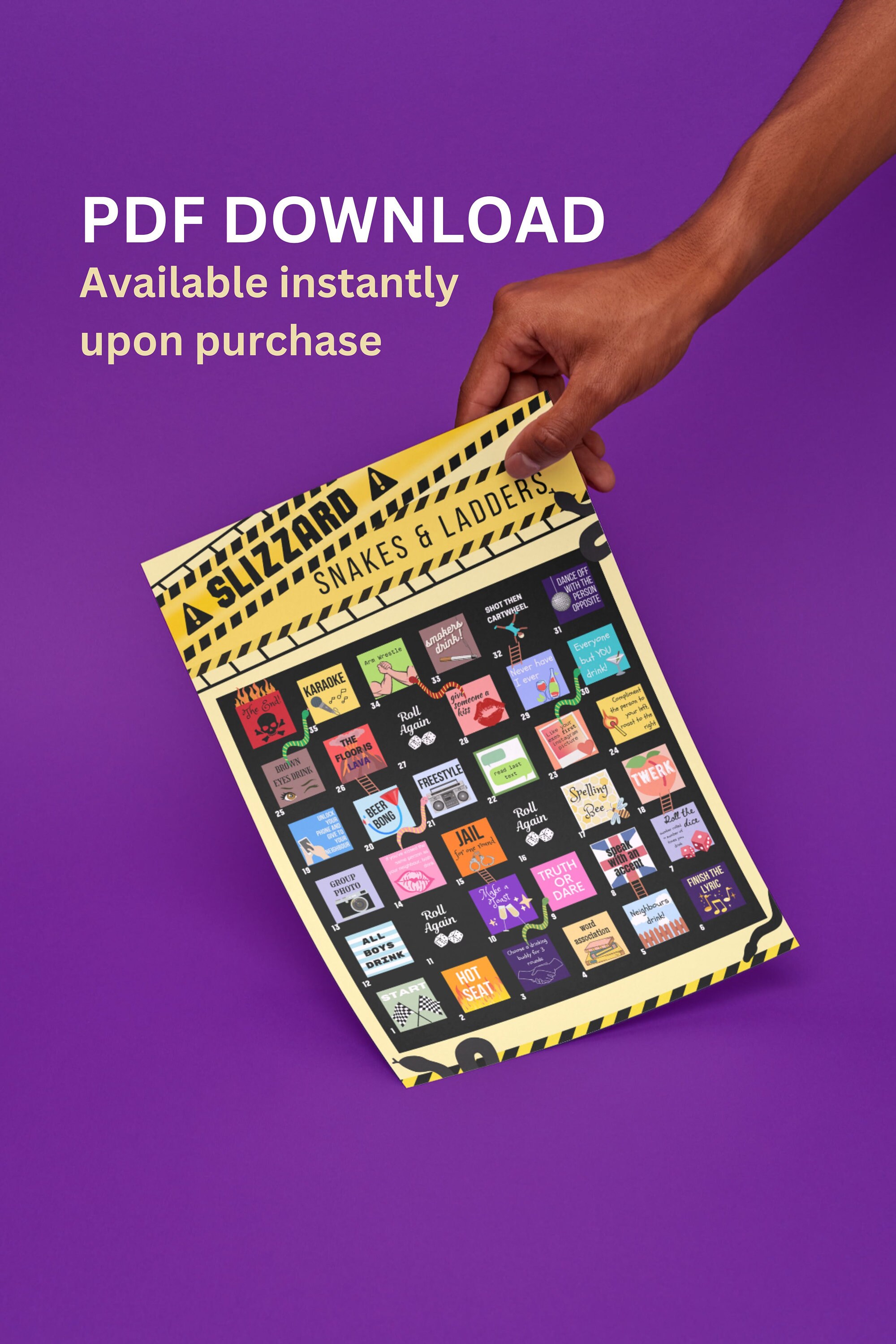 Snakes and Ladders Drinking Game Printable Instant Download Etsy