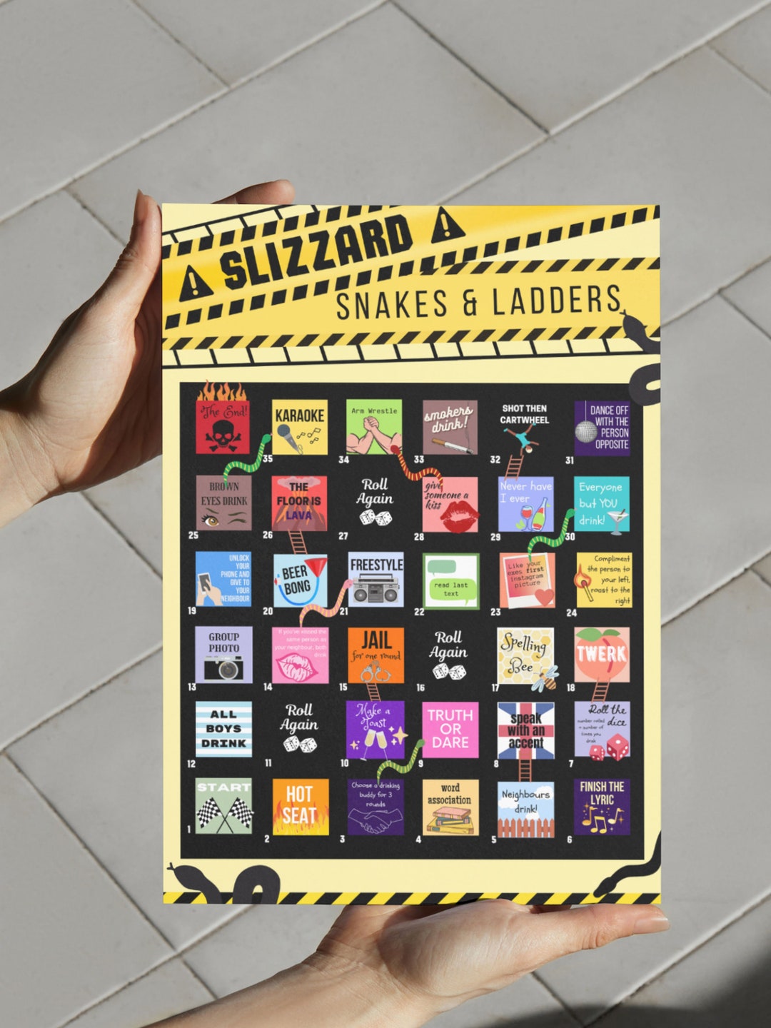 Snakes and Ladders Drinking Game Printable Instant Download Etsy