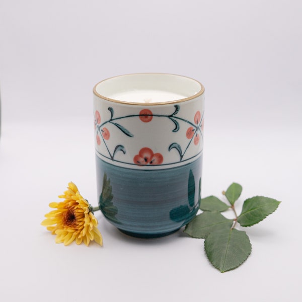 Royal Chrysanthemum Candle | 8oz 100% Natural Soy Wax | Ceramic Jar Candle | Asian Art Home Decor | Birthday Gift | Wedding Gift | Housewarm