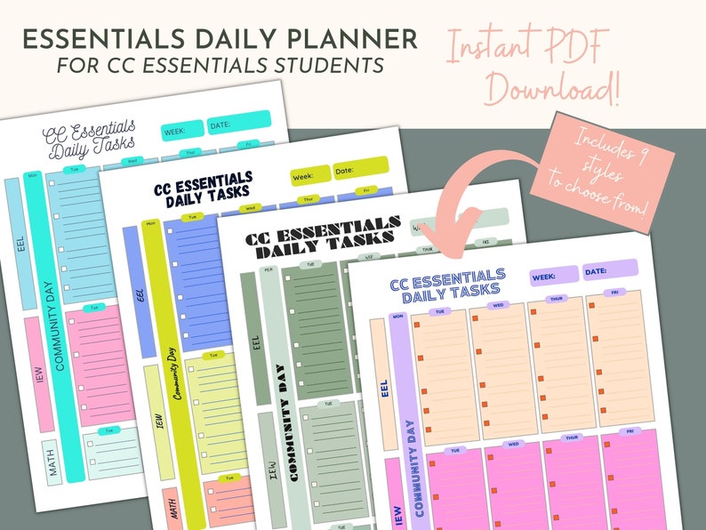 CC Essentials Daily Planner | Stick-in-the-sand Simple Daily Task ...