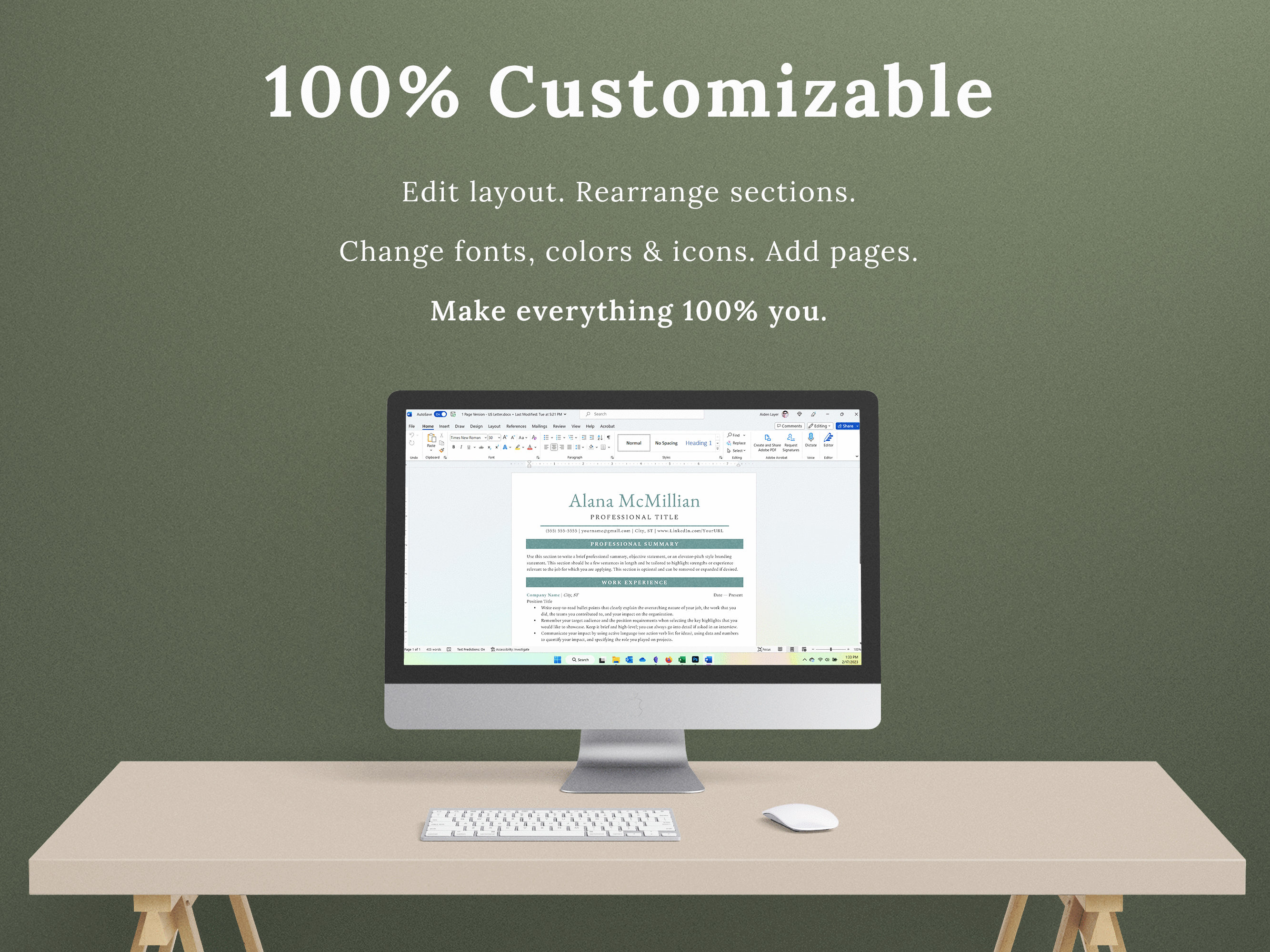 Clean Professional Ats-friendly Resume Template HR | Modern ATS Design ...