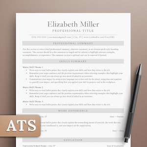 Plantilla de currículum funcional basado en habilidades para Google Docs y Word / Diseño limpio y sencillo compatible con ATS / Plantilla de CV elegante para director ejecutivo