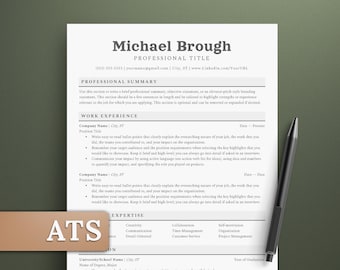 ATS-Friendly Resume Template for Microsoft Word and Google Docs, Cover Letter and References Template Included, Instant Download CV Template