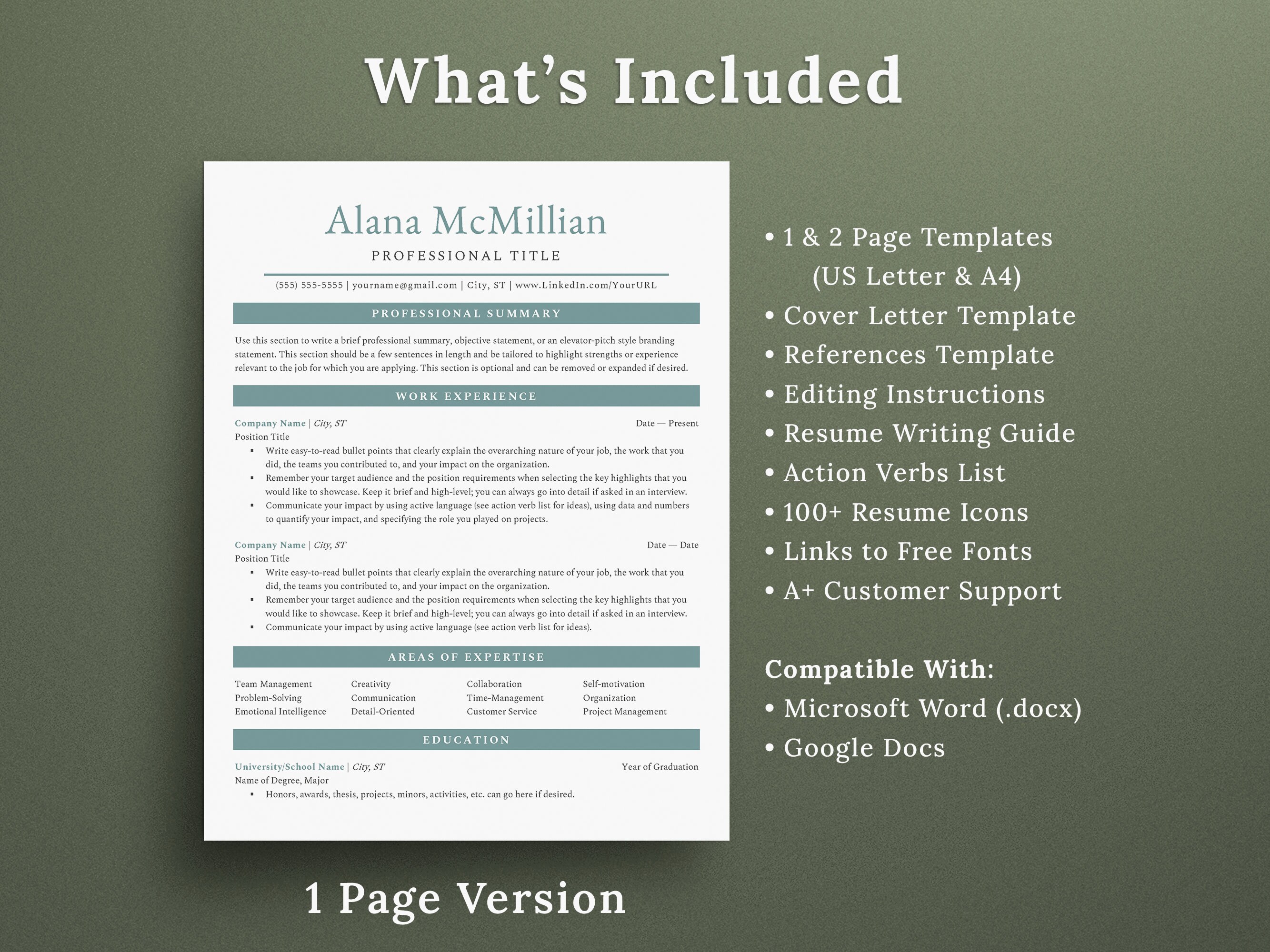 Clean Professional Ats-friendly Resume Template HR | Modern ATS Design ...