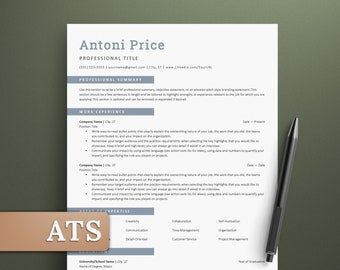 Sleek Modern ATS Resume Template | Professional Design for Microsoft Word & Google Docs | Lebenslauf Vorlage Template ATS Curriculum Vitae