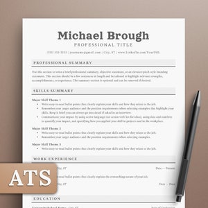 ATS-Friendly Functional Resume Template for Microsoft Word and Google Docs, Cover Letter and References Template, Download CV Skill Template