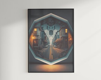 Octo City Scape | Creative Downloadable Wall Art | digital Print | wall art abstract