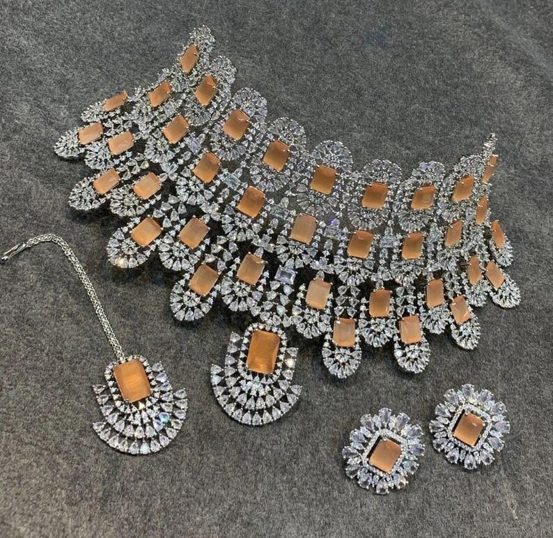Kiara Advani Necklace Set Emerald CZ Necklace Indian Bridal Etsy