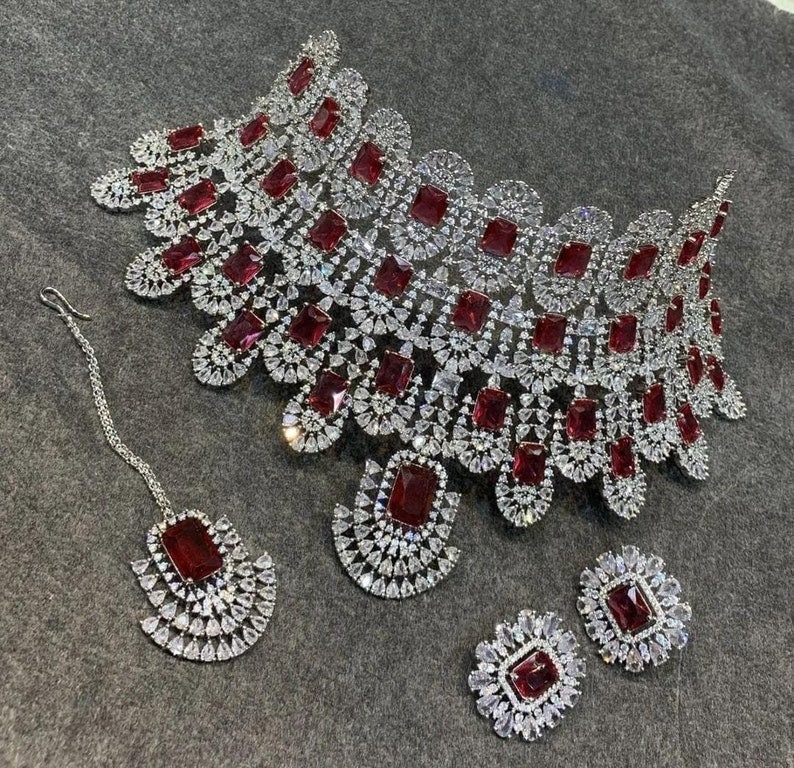 Kiara Advani Necklace Set Emerald CZ Necklace Indian Bridal Etsy