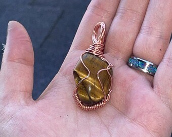 Tigers Eye with copper wire