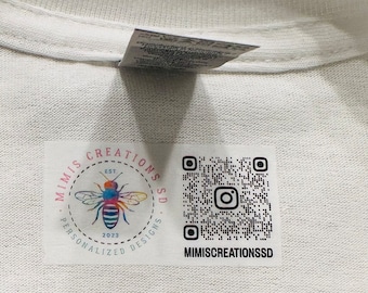 DTF Branding-logotyp med QR-kod | Branding för skjortor | Klädetiketter | Skjortetiketter värmepress